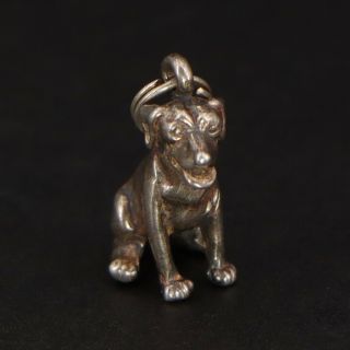 Vtg Sterling Silver - Puppy Dog Animal Solid Bracelet Charm - 5g