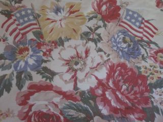 Vintage Ralph Lauren Dylans Grove Floral Flags Twin Flat Sheet W/ Ruffle