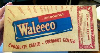 Vintage Waleeco Cocoanur Bar Empty Candy Box 8 " X 2 " X 4 ",  Brockton,  Mass.