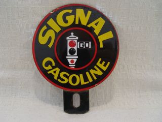 Old Signal Gasoline Gas Oil 2 - Piece Lollipop Advertising License Plate Topper