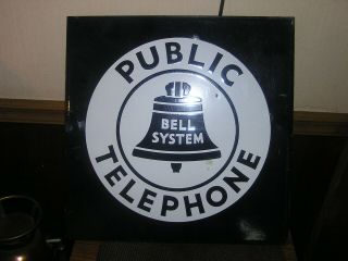 Antique Vintage Bell Telephone Sign,  18 X 18 Porcelain,  South,  System