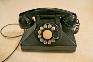 Vintage Rotary Dial Desk Phone Black Northern Electric Canada Art Deco Heavy
