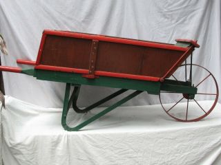 Antique Large Painted Wheel Barrow For Your Garden