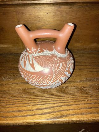 Vintage N.  M.  Native American Pottery Wedding Vase N Lansing