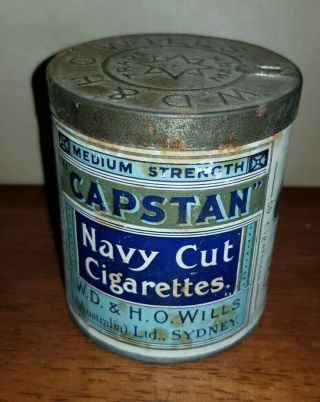Vintage Capstan Navy Cut Cigarette Round Tin In