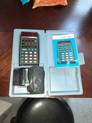 Vintage Hp - 35 Calculator With Case And Power Supply