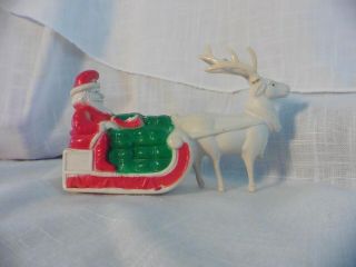 Vintage Irwin Plastic Santa In Sleigh With Reindeer And Presents
