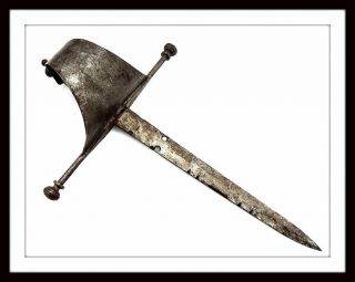Antique Large " Daga " Left Hand Dagger Spanish / Italian For Rapier Sword