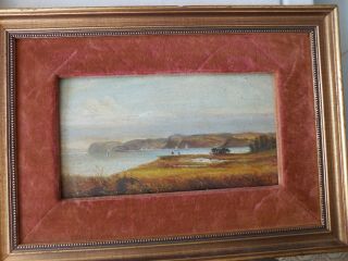 Vintage Oil On Panel Landscape With River And Sail Boats,  Ileg,  Signed,  American?