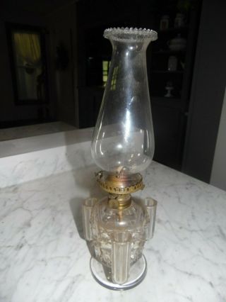 Antique Clear Pressed Cut Glass Matchstick Oil Lamp 3 Match Holders Pa Burner