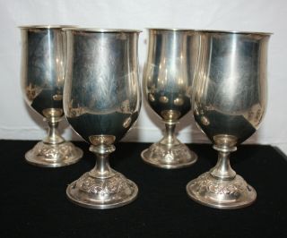 Vintage Set Of 4 Old Master Sterling Silver Water Goblets