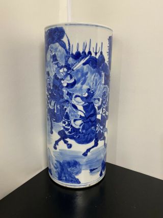 Antique Cobalt Blue And White 17th Century Kangxi Empire Style Tall Vase 11.  5 In