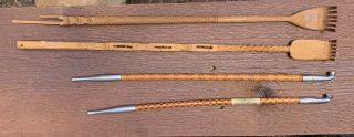2 Vintage Chinese Asian Poppy Opium Tobacco Pipes Bamboo Wood 2 Backscratchers