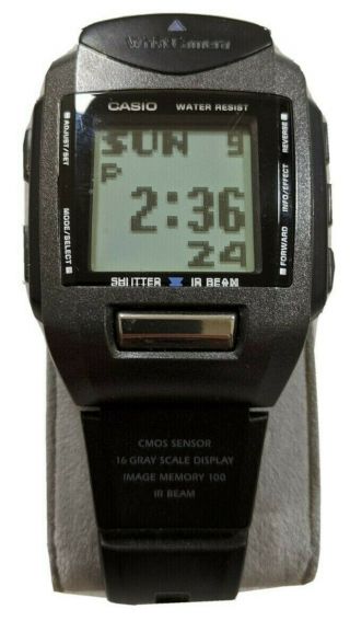 Vintage Casio Wqv - 1 Wrist Digital Camera Watch Rubber Band Wristwatch