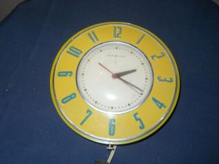 Vintage 1960,  S Kitchen Wall Clock,  Perfect,  Sunny Yellow,  Old Item