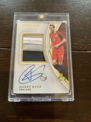 2017 Panini Immaculate Soccer Harry Kane England Patch Auto 8/35 3 Color On Caes