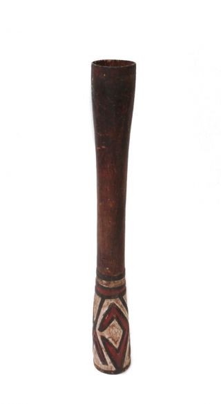 Papua Guinea Hollow Ceremonial Drum Or Kundu,  Hourglass Shape,  Carved