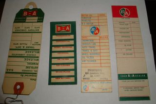 4 Vintage B/a Oil Change Service Reminder Tags