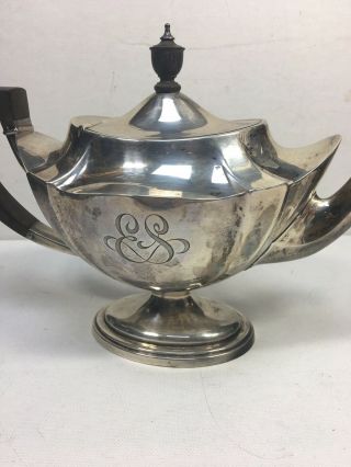 1912 Antique Gorham Silver Sterling Tea Pot Wood Handle Teapot 2 Pint 2