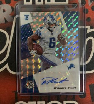 2020 Panini Mosaic D’andre Swift Auto Silver Prizm Mosaic Rc Sp Lions