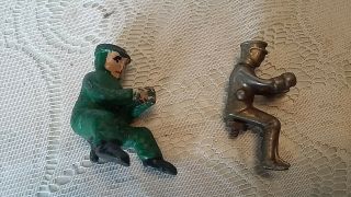Vintage 2 Men Toy Truck Wagon Tractor Drivers Brass And Cast Iron Painted Parts