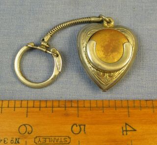 Vintage Heart Shaped Coin Holder,  Nickel Size,  Key Ring Or Fob; Germany