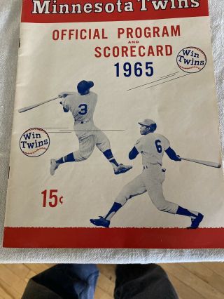 1965 Vintage Minnesota Twins Official Program & Scorecard,  Killebrew And Oliva
