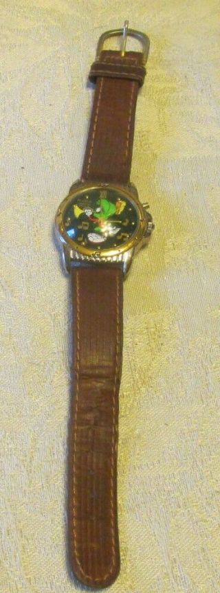 Vintage Armitron Musical Marvin The Martian 1994 Warner Bros Watch Leather Band