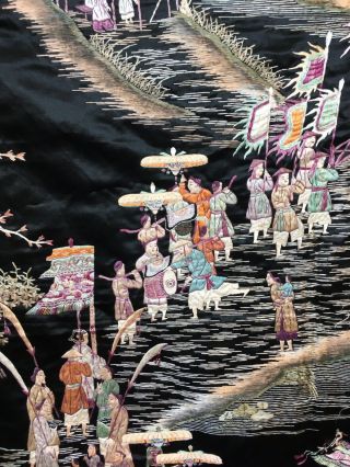 Chinese / Japanese Silk Hand Embroidered Wall Hanging Panel 219cm X178cm 86 " X70 "