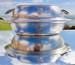 United States Lines Ss Leviathan 1st Cl Art Deco Silver Plated Lidded Tureen