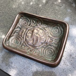 Antique Us Tiffany Studios Bronze Zodiac Coin Desk Tray