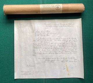 Antique Signed Document Queen Elizabeth Ii 1955 Royal British Navy Lieutenant