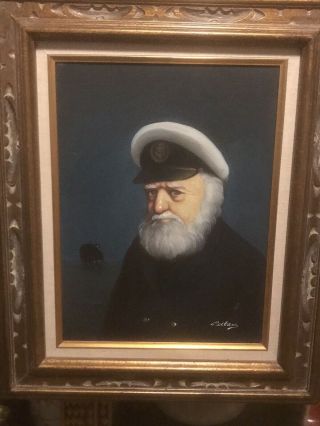 Vintage Signed David Pelbam Sea Captain Oil Painting - Signed - Ex Cond