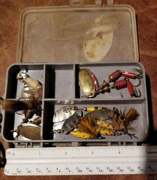 Small Tackle Box Full Of Vintage Metal Lures In