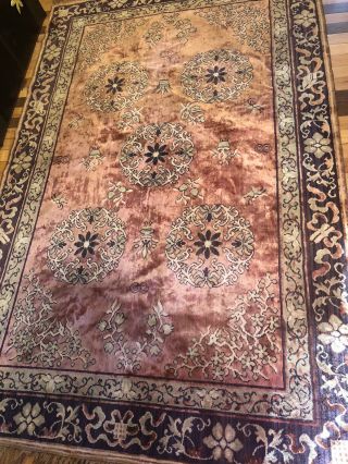 Fabulous Antique Silk And Wool Rug,  Size 4’ 2”x6’5”,  Fringe Not In Size
