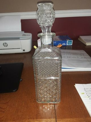 Vintage Clear Diamond Cut Glass Decorative Bottle Decanter