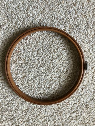 Vintage Antique QUEEN Wood Embroidery Hoop Felt Tension Wheel USA 6 