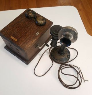 Antique Western Electric Candlestick Telephone W/ Crank Wood Ringer Box 329w