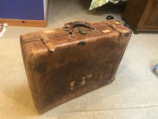 Vintage Hartmann Knocabout Natural Brown Leather Suitcase Luggage