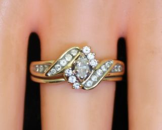 Vintage Estate 14k Gold 1/3 Ct Diamond Wedding? Ring Set Scrap?wear? 5.  6 Gr