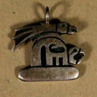 Old Pawn Vintage Signed Masawytewa Hopi Kachina Head Sterling Silver Pendant
