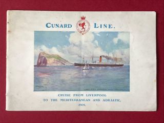 Cunard R.  M.  S.  " Carpathia " Mediterranean & Adriatic Cruise Brochure For 1908.