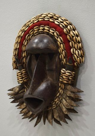 African Mask Dan Tribe Liberia Burnished Wood Cowrie Shells Dan Mask 3