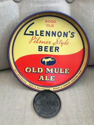 Glennon’s Brewery Pittston Pennsylvania Antique Vintage Beer Tip Tray Breweriana