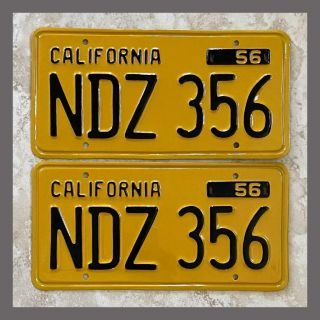 1956 Passenger Car Restored California License Plates Pair Dmv Clear Yom