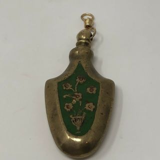 Vintage Antique Arrow Brass Enamel Perfume Bottle Necklace