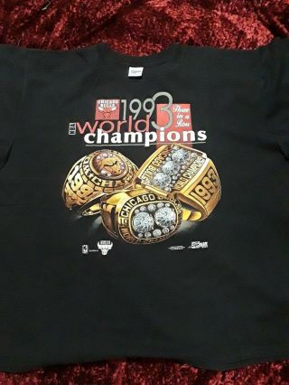 Vintage Chicago Bulls 1993 3 Peat Nba World Champions T - Shirt Xl.