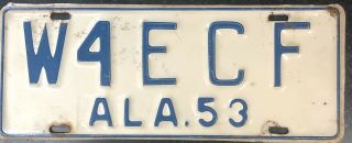 1953 Alabama Ham Radio License Plate - W4ecf