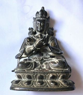 Antique Chinese/tibet Bronze Figure Of A Buddha Attributes Ca.  18 - 19th Century