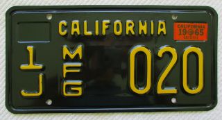1963 (base) California Mfg (manufacturer) License Plate 20,  Nos